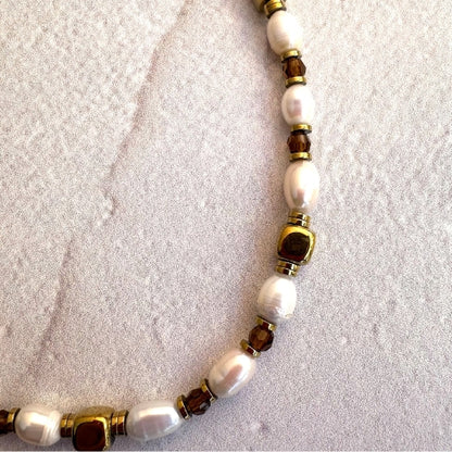 Colar | Pérolas Barrocas, Hematitas & Cristais Tcheco