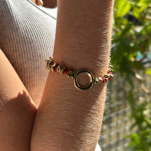 Pulseira | Hematita & Elo Dourado