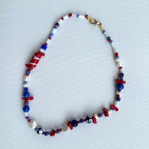 Colar | Miçanga Coral, Pérola, Murano & Contas de Porcelana