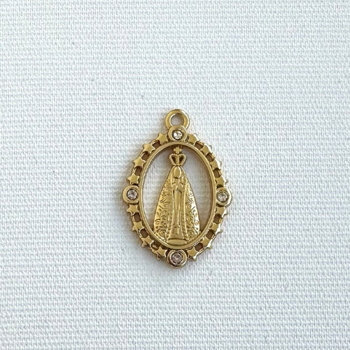 Pingente | Nossa Sra. Aparecida com Detalhe em Zircônia
