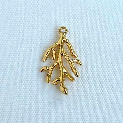 Pingente | Coral com Banho Dourado